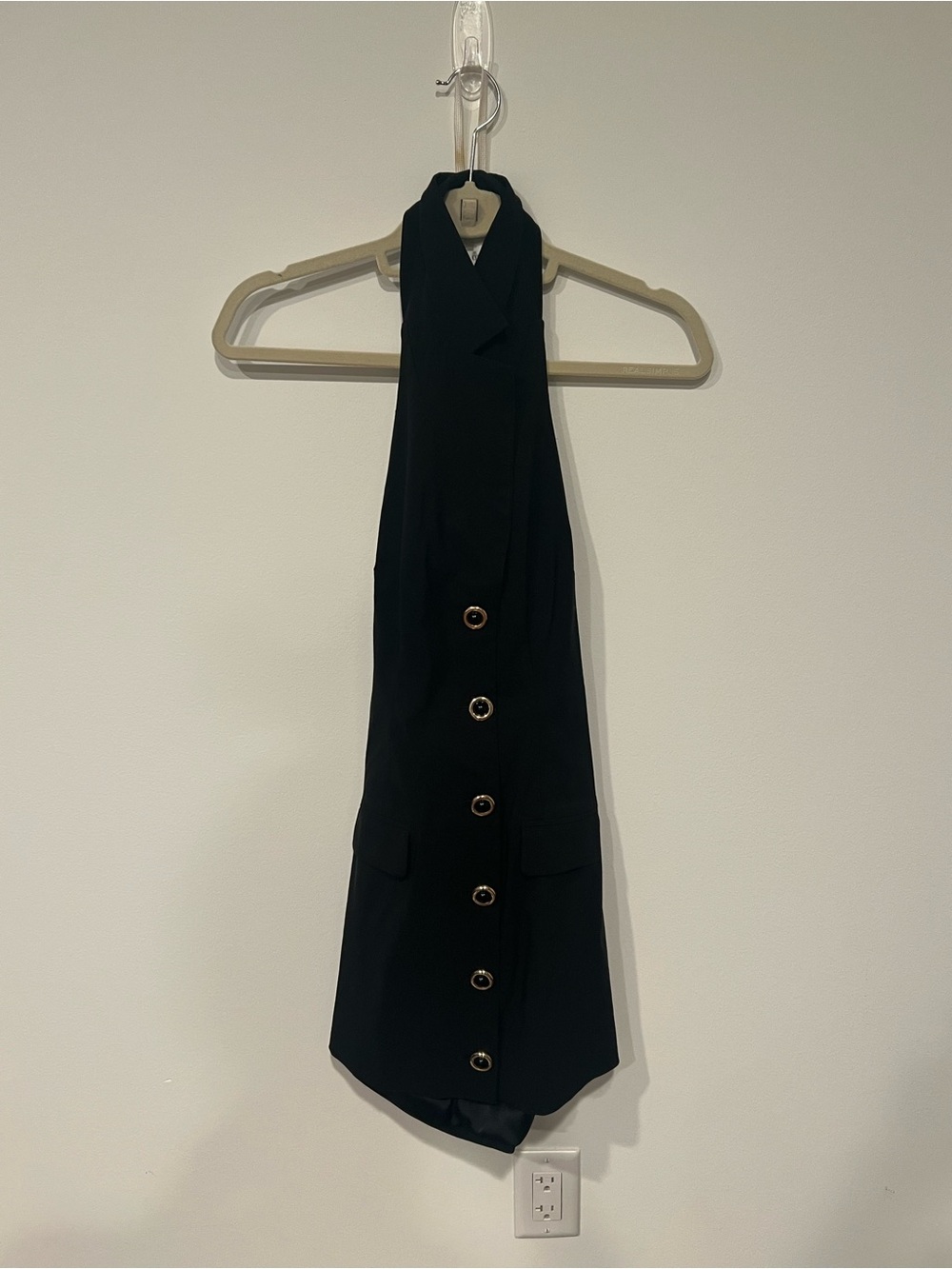REVOLVE Black One-Shoulder Button Front Dress